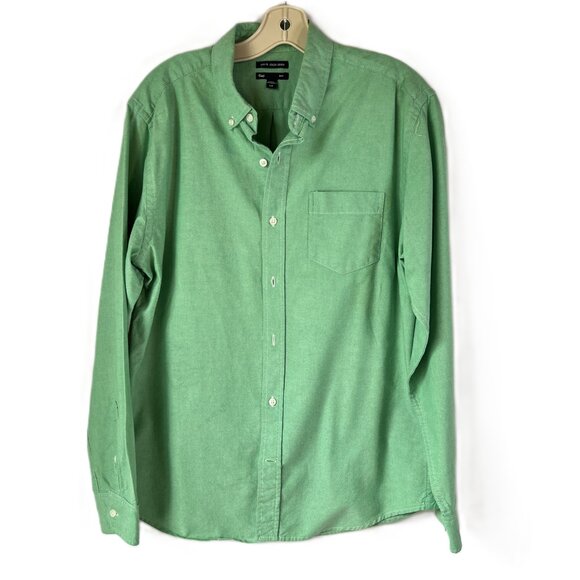 🟩Gap Slim Fit Button-Up Shirt Men’s Size L Green 100% Cotton - Picture 1 of 10